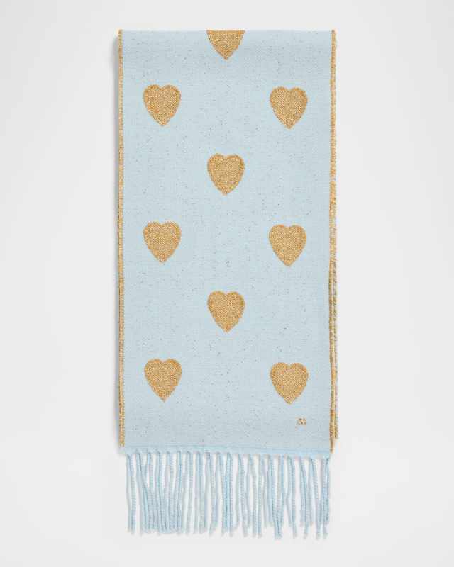 Metallic Heart Wool Scarf
